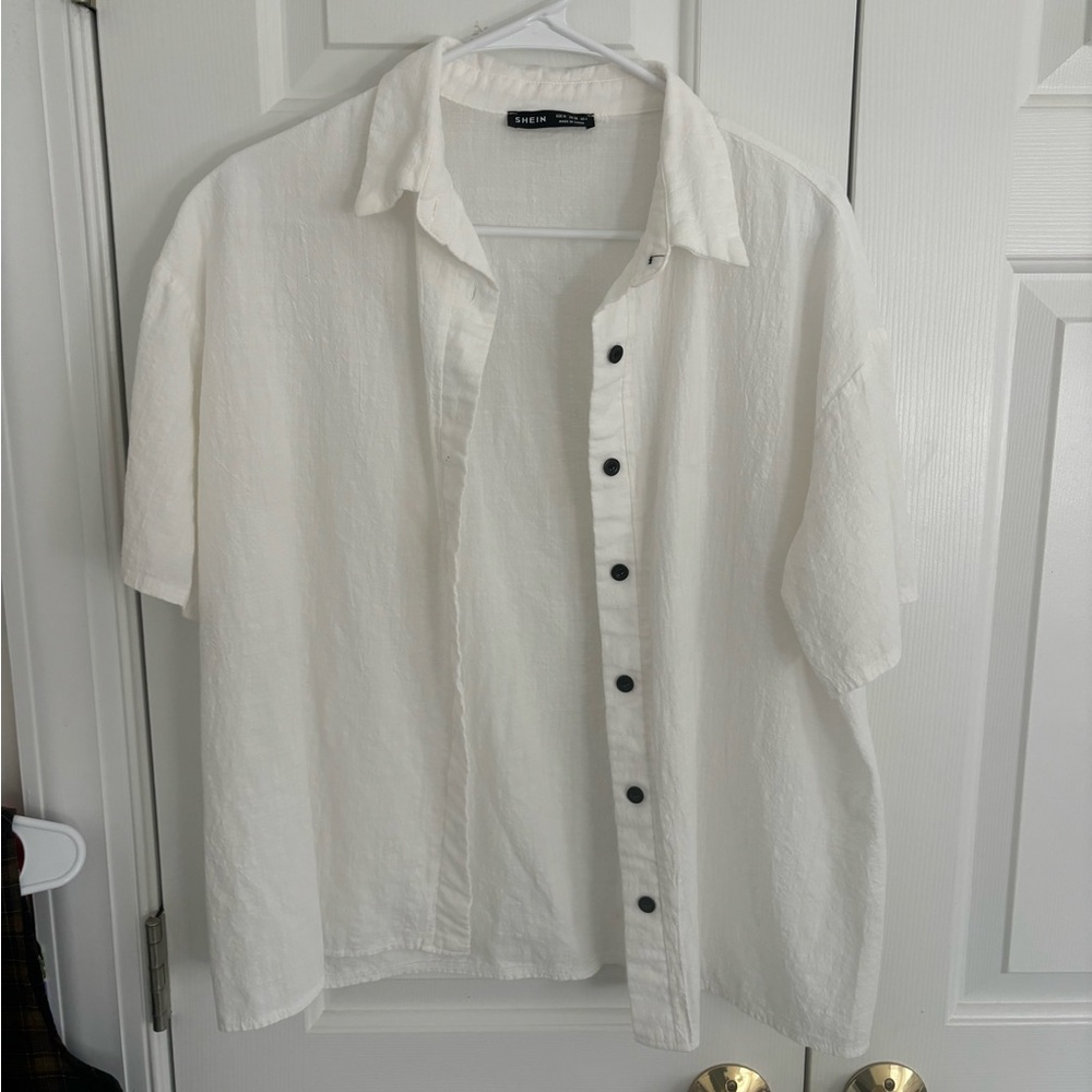 shein linen type cover up shirt